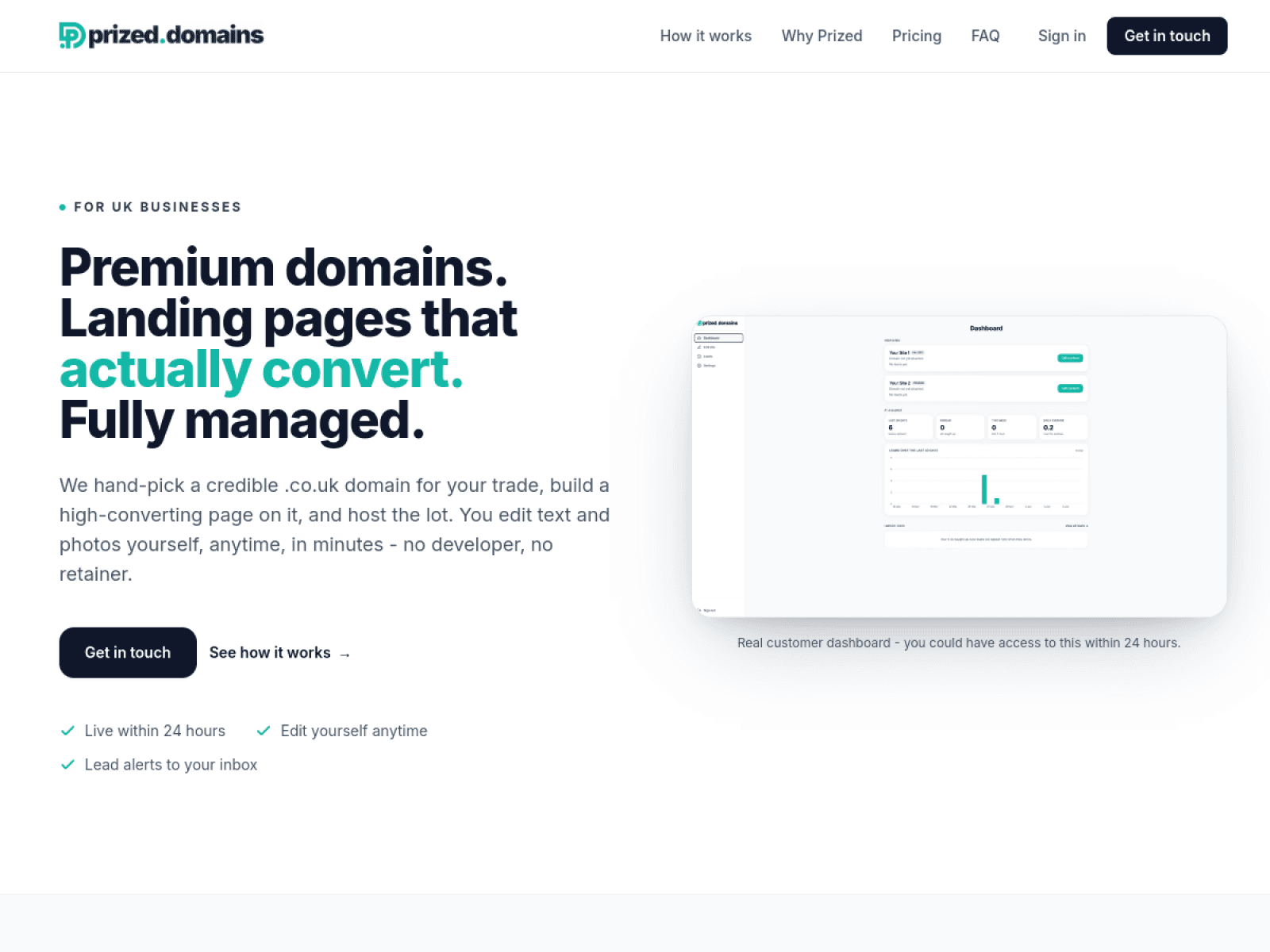 Prized Domains website hero