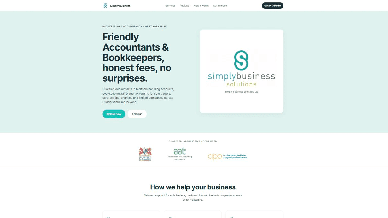 Simply Business Solutions website hero